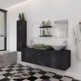 Complete Badkamer Meubelset (Incl 3 handdoeken) 9 delig zwart met Wasbak - Badkamerset - Meubelset badkamer