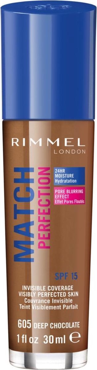 Goedkoopste Rimmel London Match Perfection Foundation - 605 Deep Chocolate