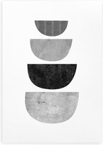 Poster zwart wit abstract grafisch designposter minimalistisch vormen A3