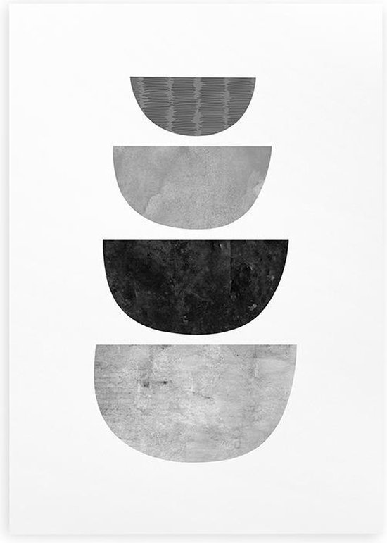 Geelachtig Messing Overdreven Poster zwart wit abstract grafisch designposter minimalistisch vormen A3 |  bol.com
