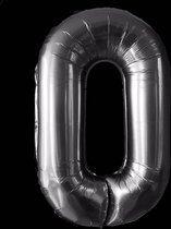 Ballon – Folie ballonnen cijfers – Verjaardags ballon – Cijfer 0 – Zilver - 97cm – 1 stuk