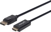 Manhattan 153195 DisplayPort-kabel DisplayPort / HDMI Adapterkabel DisplayPort-stekker, HDMI-A-stekker 1.00 m Zwart