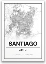 Poster/plattegrond SANTIAGO - 30x40cm