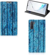 Geschikt voor Samsung Galaxy Note 10 Book Wallet Case Blauw Wood