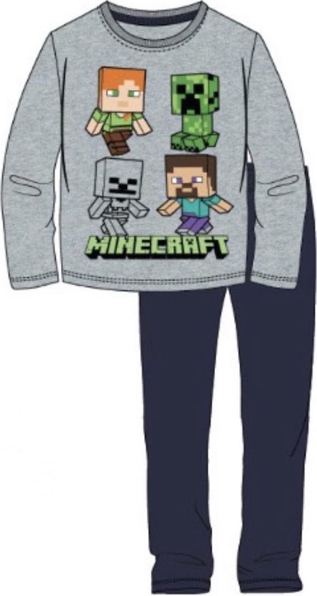 Minecraft pyjama - grijs - blauw - maat 116 / 6 jaar | bol.com