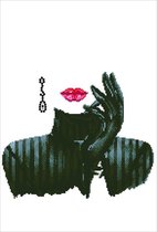 DD17.006 Diamond Dotz® - Diamond painting volwassenen - Lady in black op doek 41x61cm - Ronde steentjes - Volledig pakket