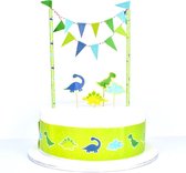 taartversiering Dino Dinosaurus cake toppers cocktailprikkers met taartrand en vlaggetjes