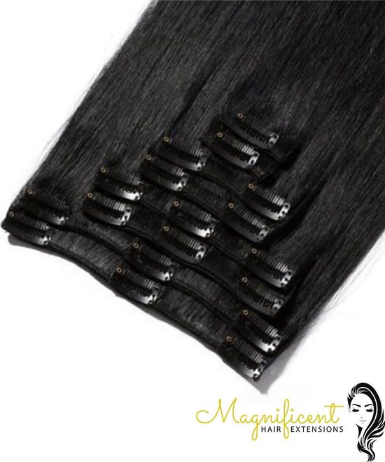 Clipin Hairextensions "Zwart" 100 echt remy haar 50 cm 100 gram
