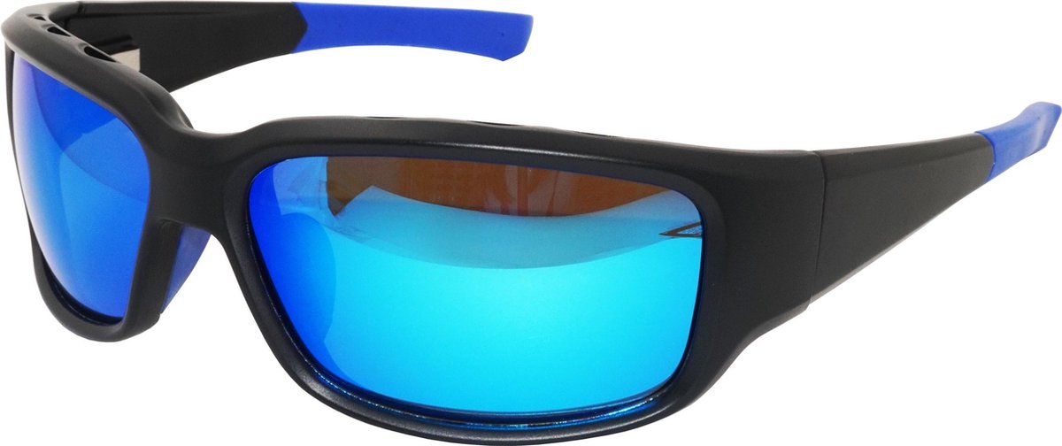 Apeirom Fomax Zonnebril - TR-90 Ultra Light Zwart Frame - TPE Blauw Extra Soft Neusvleugel en Pootjes - UV400 - 1.1 mm Blauw Polariserende Lens Anti Scratch Lens