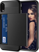 Luxe Cardslot voor Huawei P30 | Zwart | TPU - Hard PC | Wallet | Pasjeshouder | Shockproof