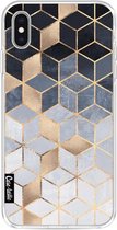 Casetastic Apple iPhone XS Max Hoesje - Softcover Hoesje met Design - Soft Blue Gradient Cubes Print