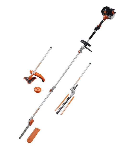TIMBERPRO - 5-in-1 – Multitool – Benzine - Kettingzaag - Bosmaaier -Kantenmaaier - Haagschaar - Verlengstuk - 52 cc.
