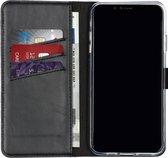 iPhone Xs Max Hoesje met Pasjeshouder - Selencia Echt Lederen Booktype - Zwart