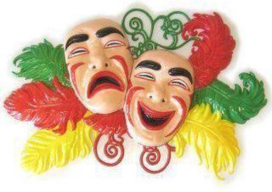 Deco clown lach en traan carnavalskleuren | bol.com
