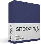 Snoozing - Flanel - Hoeslaken - Lits-jumeaux - 200x220 cm - Navy