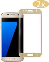 2x Screenprotector voor Samsung Galaxy S7 Tempered Glass Glazen Screen Protector - Volledig Beeld Dekkend - Transparant Goud van iCall