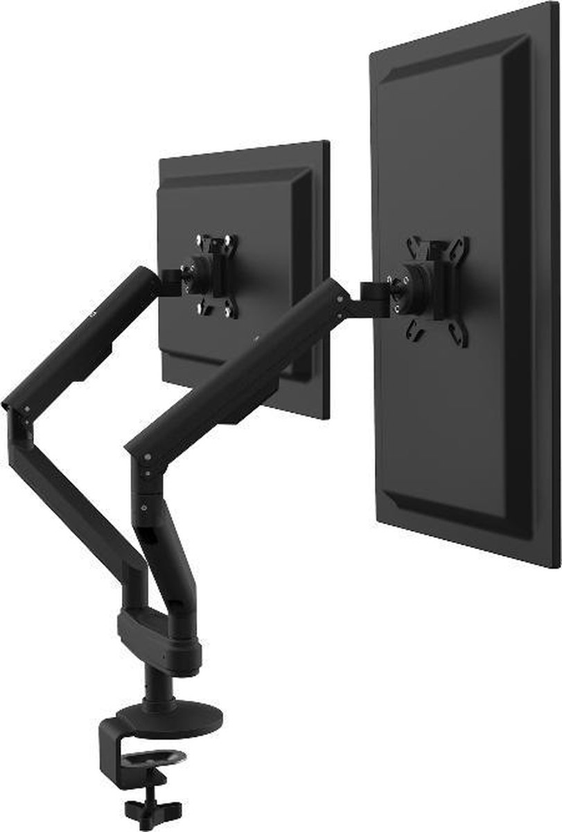 Twee ergonomische monitor armen
