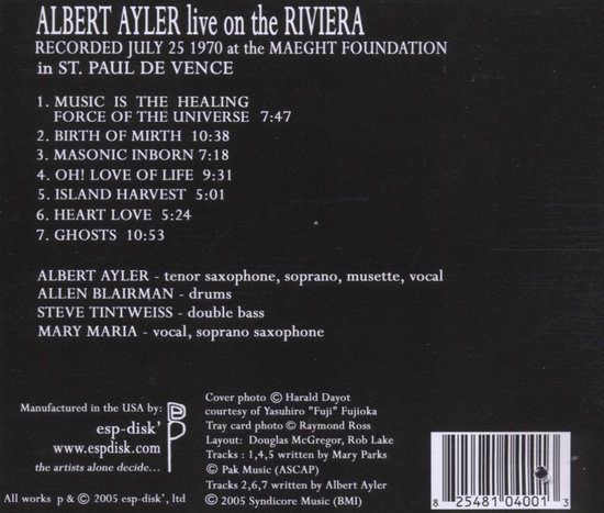 Live On The Riviera - Albert Ayler