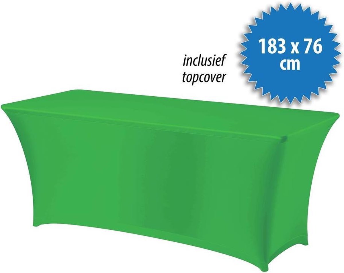 Cover Up Tafelrok Stretch - 183x76cm - Incl. Topcover - Limegroen