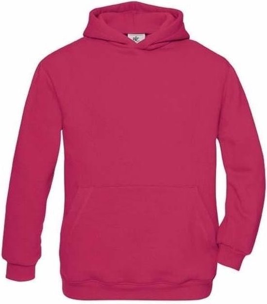 Fuchsia katoenmix sweater met capuchon voor meisjes 110/116