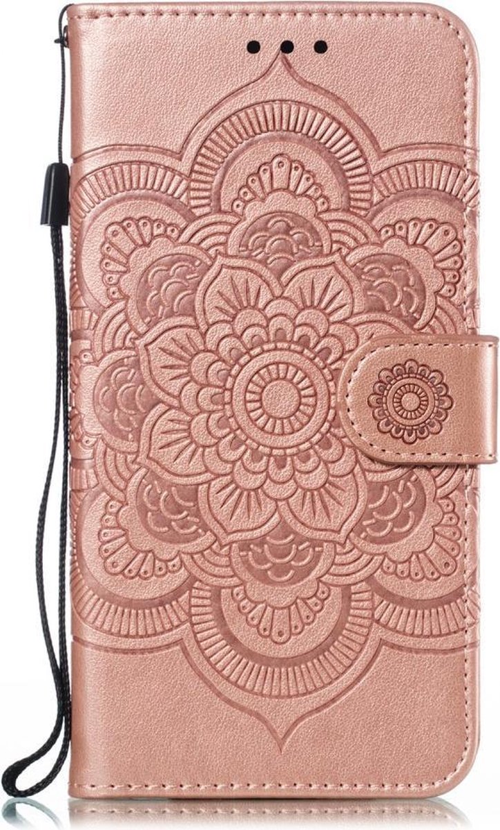 Mandala Bloemen Book Case - Geschikt voor Samsung Galaxy A20e Hoesje - Rose Gold