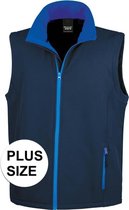 Grote maten softshell casual bodywarmer navy blauw voor heren - Outdoorkleding wandelen/zeilen - Mouwloze vesten plus size 3XL (46/58)