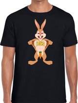 Paas t-shirt verliefde paashaas zwart voor heren 2XL