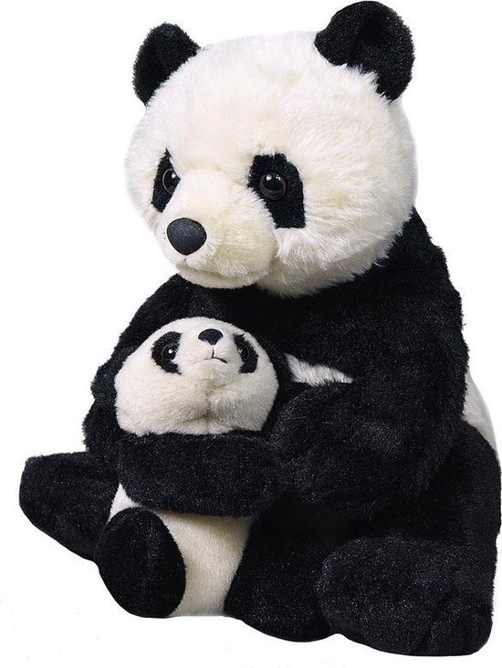 oogsten Westers Resoneer Pluche zwarte panda met jong knuffel 38 cm - Panda Beren knuffels -  Speelgoed voor... | bol.com