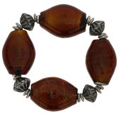 Elastische armband met bruine glaskralen