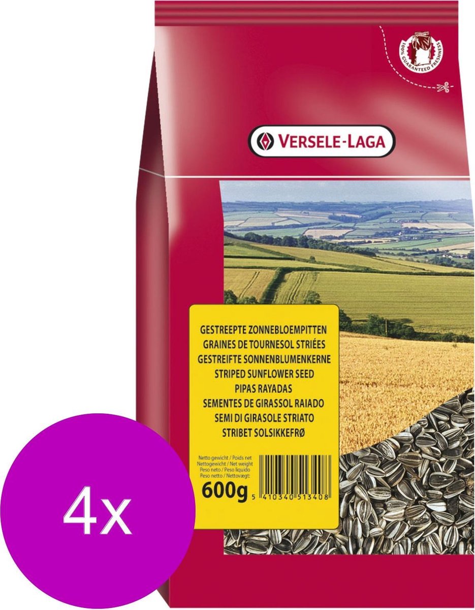 Versele-Laga Gestreepte Zonnebloempitten - Vogelvoer - 4 x 600 g