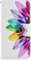 Shop4 - Huawei Y6 2019 Hoesje - Wallet Case Gekleurde Bloem