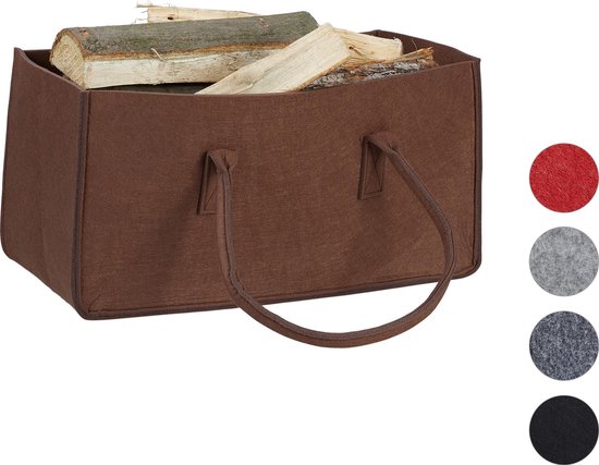 Panier à Bois En Feutre Pliable - Transport Bûches Cheminée - Poignées Renforcées - Taille 40x22x27cm à 55x40x32cm - 9