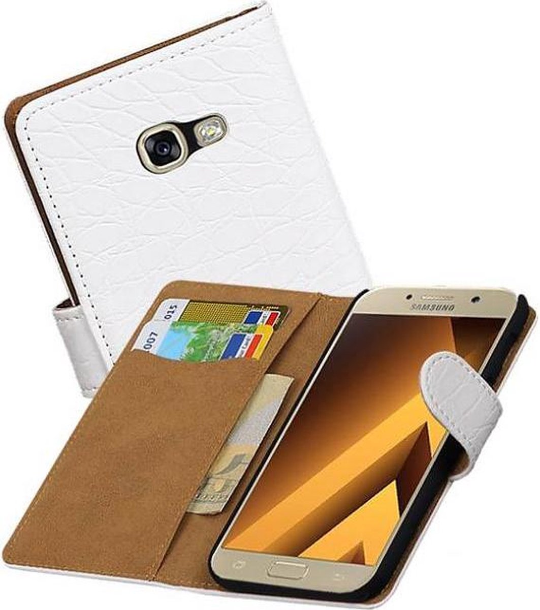 Krokodil Bookstyle Hoes Geschikt voor Samsung Galaxy A3 2017 A320F Wit