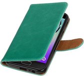 Zakelijke Book Case Telefoonhoesje Geschikt voor de Samsung Galaxy A3 2017 A320F - Portemonnee Hoesje - Pasjeshouder Wallet Case - Groen