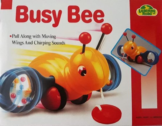 Busy Bee trek de bij trekdier geel - 25 x 20 x 15 cm - trekspeelgoed