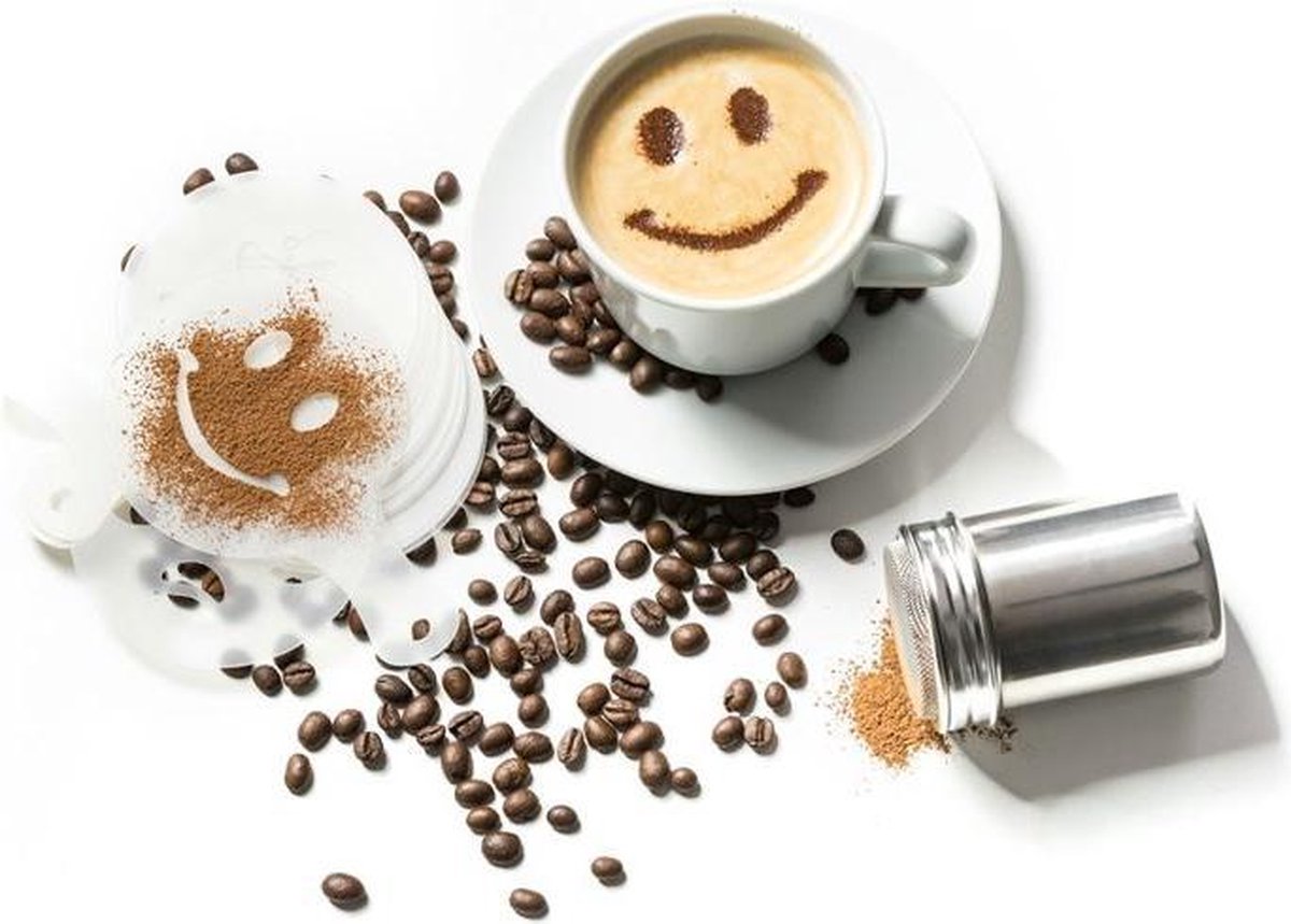 Koffie decoratie set met leuke sjablonen