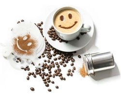 Koffie decoratie set met leuke sjablonen