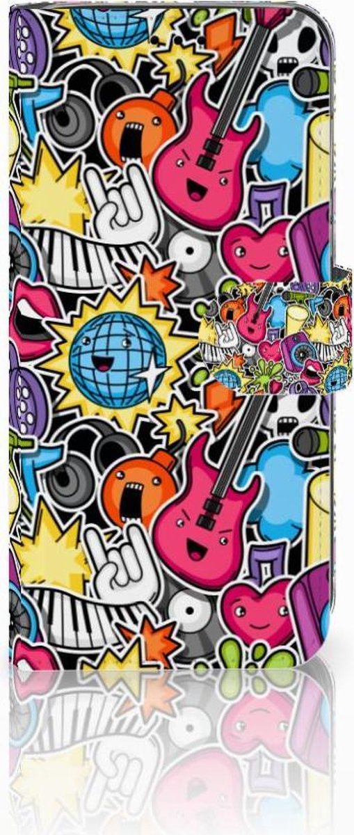 Huawei P20 Lite Wallet Case met Pasjes Punk Rock
