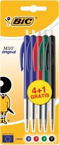 12x Bic balpen M10, blister 4 + 1 gratis in geassorteerde kleuren