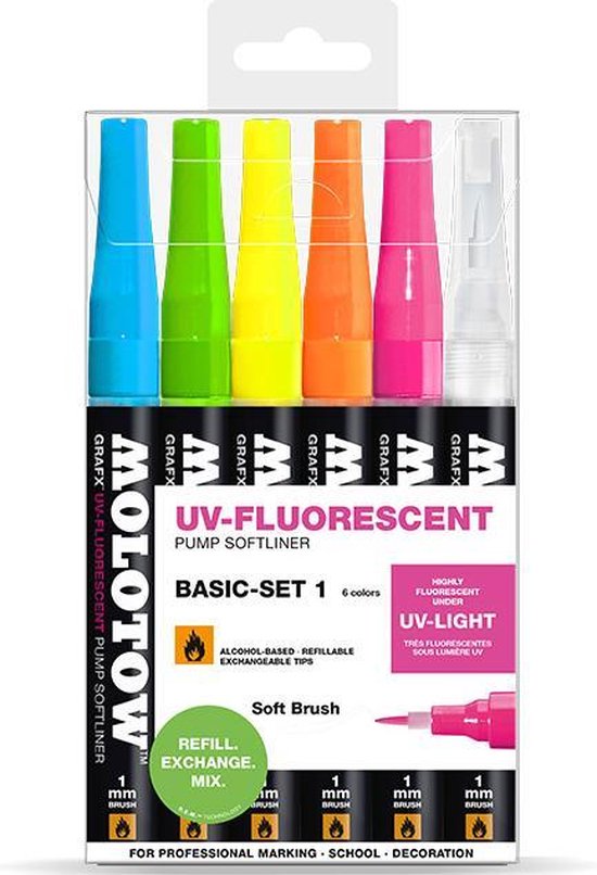 bol.com | Molotow UV Fluoriserende Stiften Set - Glow bij Blacklight