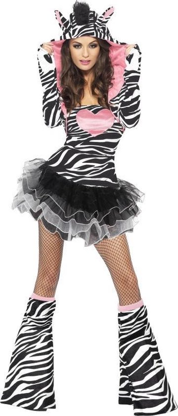 Sexy Zebra met tutu en beenwarmers | Verkleedkleding dames maat M (40-42) |