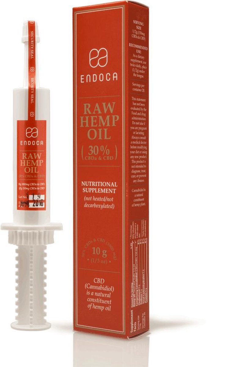 Goedkoopste Endoca - CBD Pasta Raw - CBD Spuit - 30 CBD - Biologisch - 10 gram