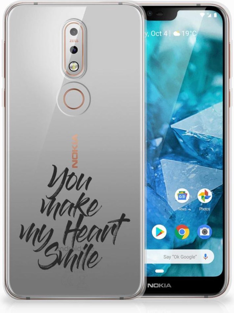 Nokia 7.1 Siliconen hoesje met naam Heart Smile