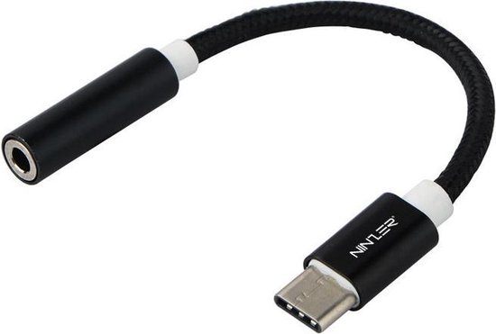 Ninzer USB-C - Type-C naar 3.5 mm Audio Aux Converter kabel | Zwart | bol