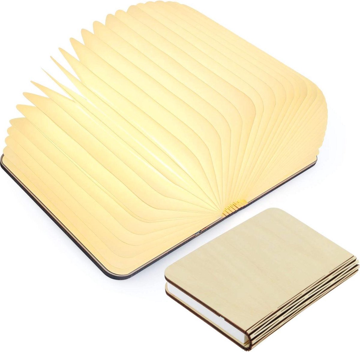 Boeklamp - lichtboek - Beige hout -Led verlichting - groot | bol.com