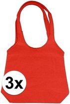 3 x Rode opvouwbare tassen met hengsels 43 x 41 cm- Shoppers