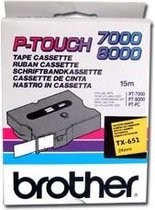 Labeltape Brother P-touch TX-651 24mm zwart op geel - 10 stuks