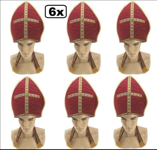 6x Sint mijter stof - Sinterklaas feest Piet en Sint