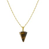 Studio Bae | The Atelier - Ketting - Piramide Tijgeroog  - 18K Verguld Goud