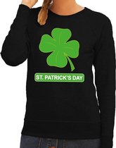 St. Patricksday klavertje sweater zwart dames - St Patrick's day kleding XL